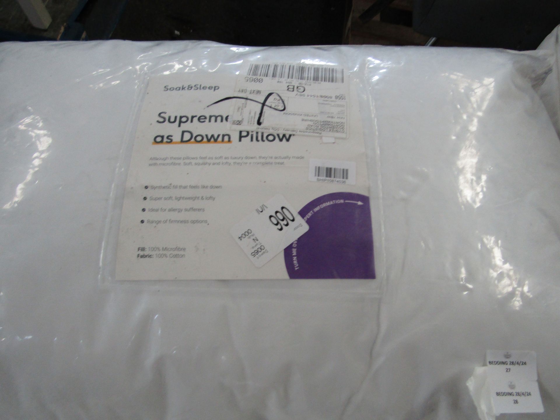 Soak & Sleep Soak & Sleep Soft As Down Microfibre Standard Pillow Pair - Medium Firm RRP 35