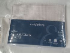 Soak & Sleep Soak & Sleep White/Natural Seersucker Stripe Standard Oxford Pillowcase Pair RRP 07