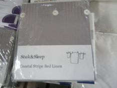 Soak & Sleep Coastal Stripe Square Pillowcase Pair Mid Grey RRP 11
