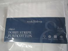 Soak & Sleep Soak & Sleep White 300TC Dobby Stripe Pure Cotton Standard Housewife Pillowcase Pair RR