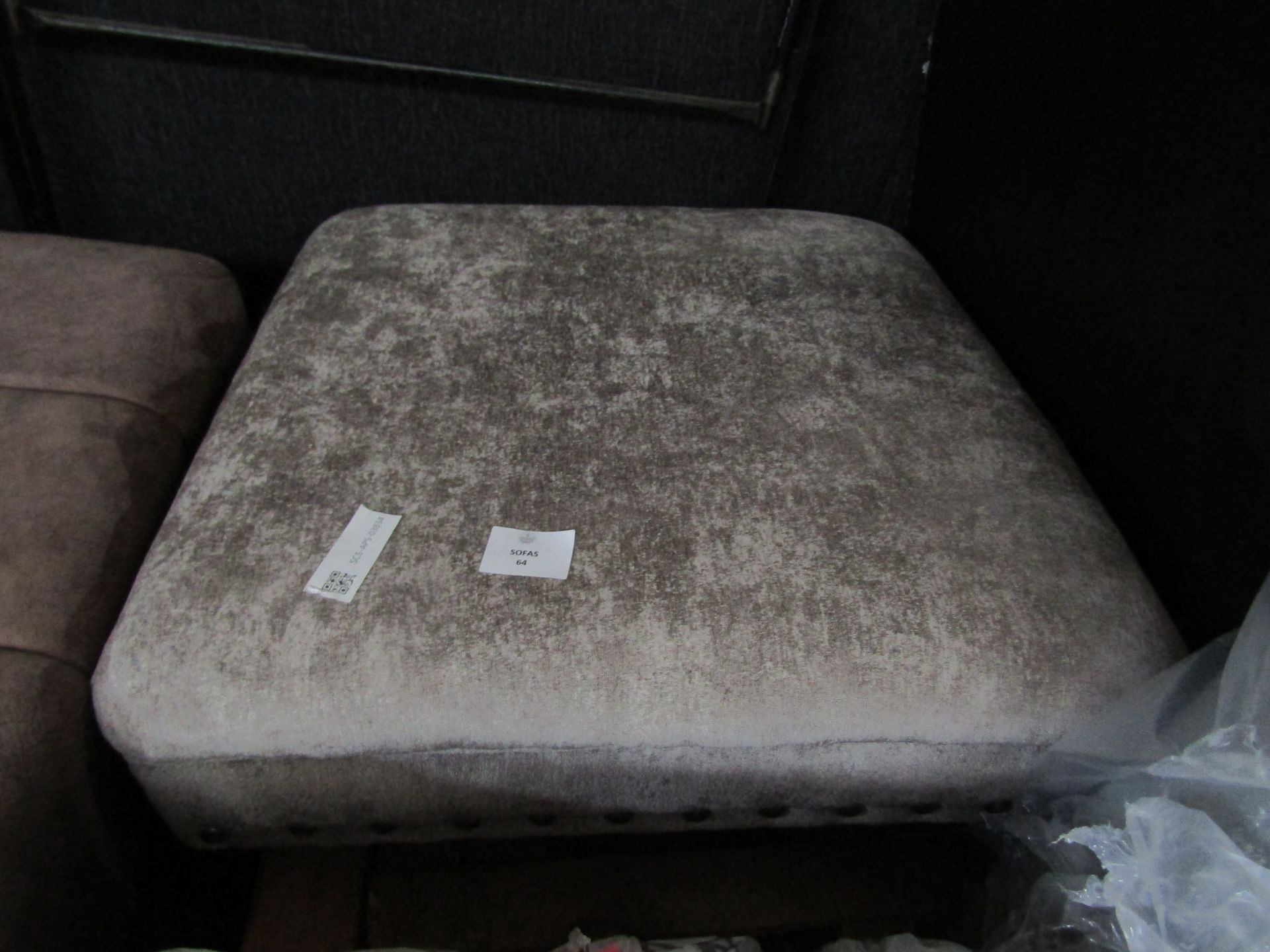 Rihanna Plain Top Footstool Hardwick Grey All Over Mahogany Effect Studs Foam RRP 300About the - Image 2 of 2