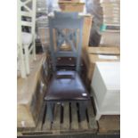 Oak Furnitureland Pair Highgate Blue Painted Chair with Brown Bicast Leather Seat RRP 380.00About