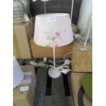 Vintage Style Pink Floral Table Lamp. Size: H40cm - Shade Size: 25 x 18 x 14cm - RRP ?66.00 -