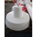 Gloss White Dome Pendant Light Red Cable. Size: D46 x H26cm - RRP ?225.00 - New. (433)