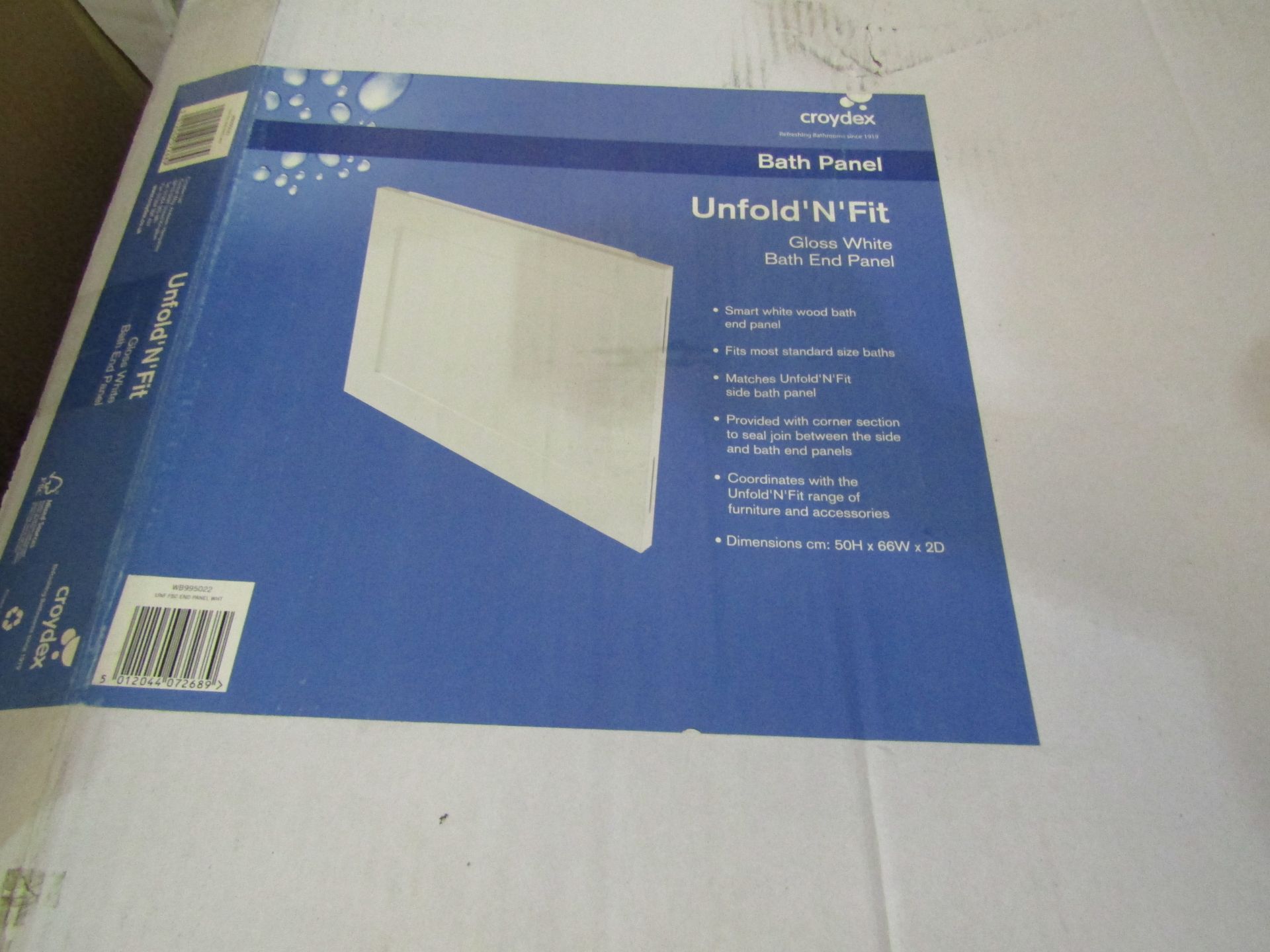 Croydex - Gloss White Bath End Panel - H50 x W66 x D2 CM - Good Condition & Boxed.