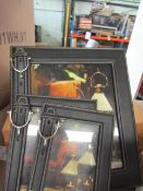 3x Equestrian Style Black Leather Photo Frame - Large, medium and small, combined RRP ?270 (DR625) &