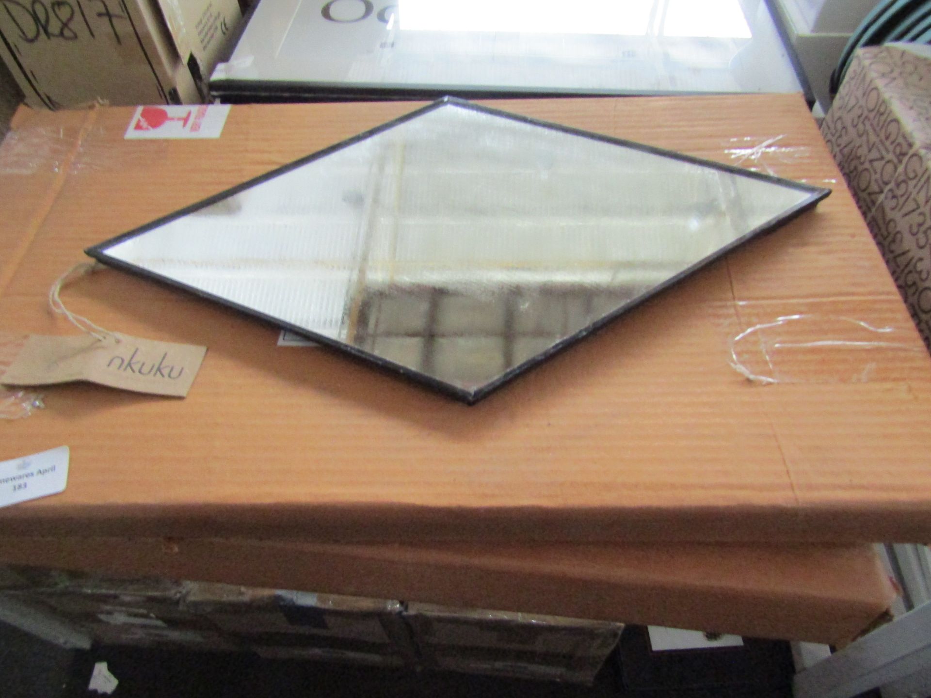 Set of 2 Black Framed Mirror - Large H39.5 x W23 x D0.5cm - New & Boxed. (209)