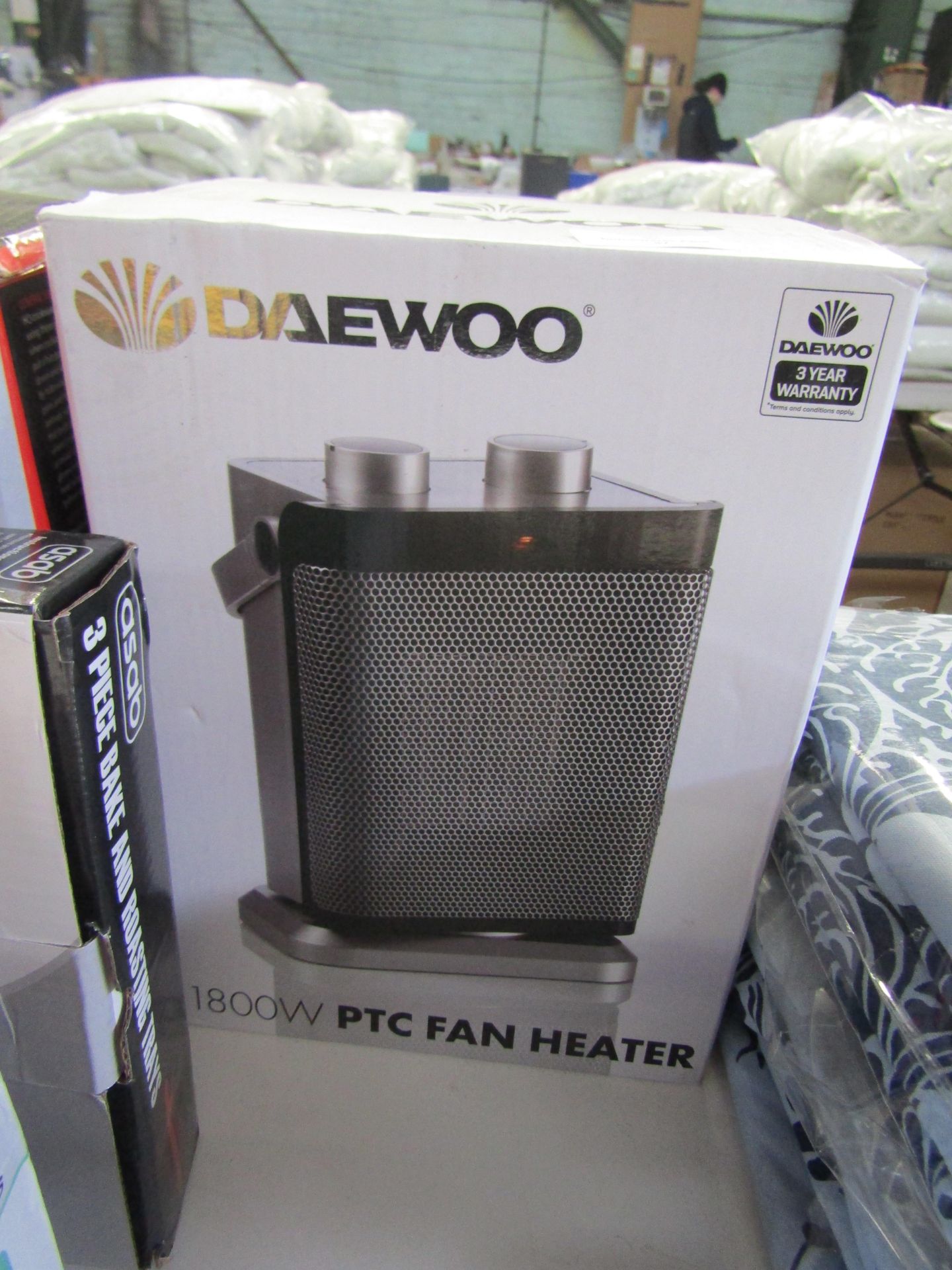 Daewoo - 1800w PTC Fan Heater - Untested & Boxed.