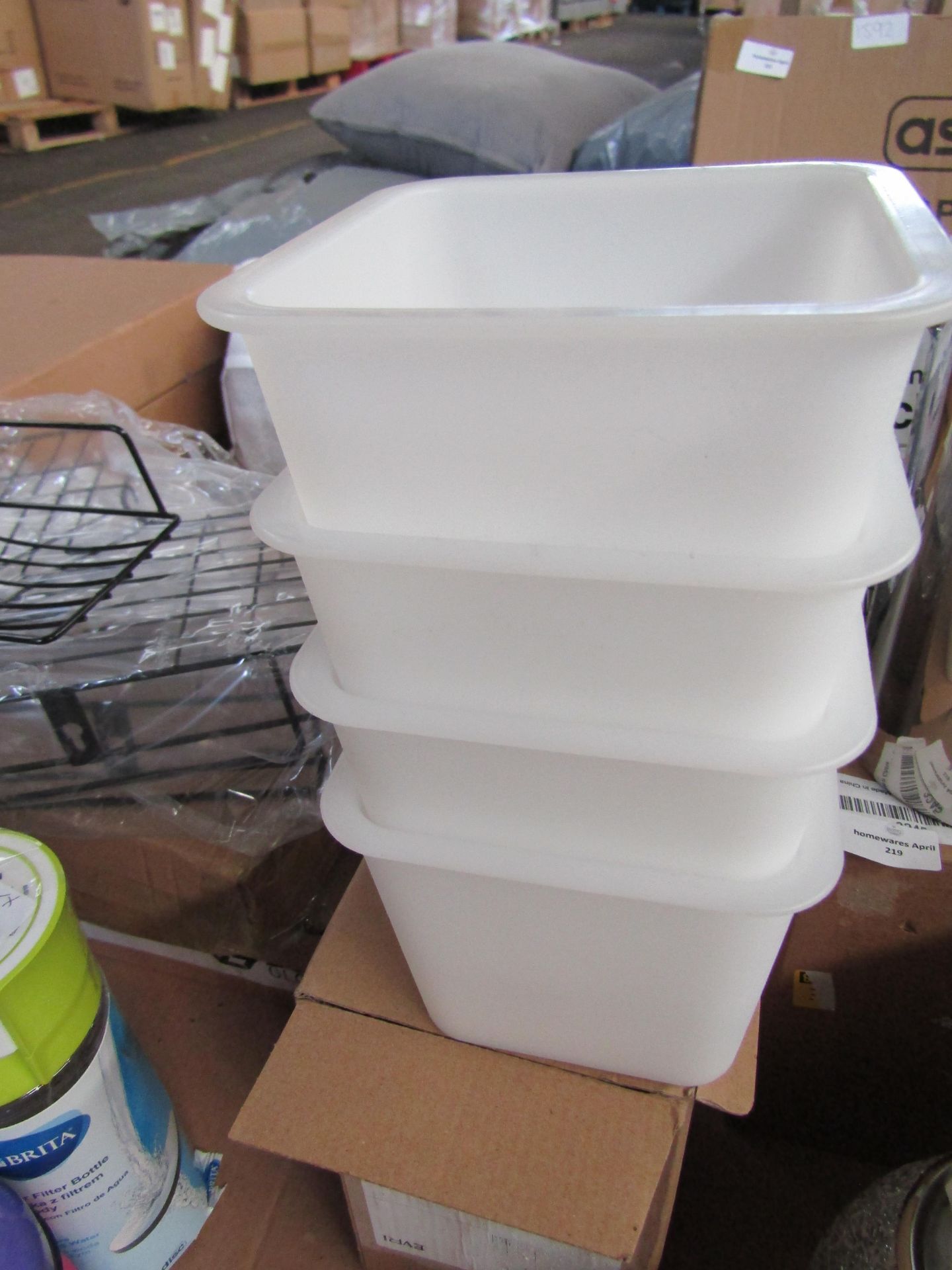 Set of 4 White Plastic Planters - Boxed.