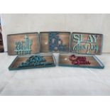 Set of 5 Wooden Wall Signs - " When Chips Are Down Add Salt & Vinegar " / " Big Bad Boss " / " Carpe