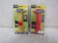 2X Lifetime Cars - Glow In The Dark Emergency Hammer ( 1X RED 1X YELLOW ) - Packaged.