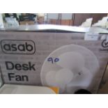 Asab - White Desk Fan - Untested & Boxed.