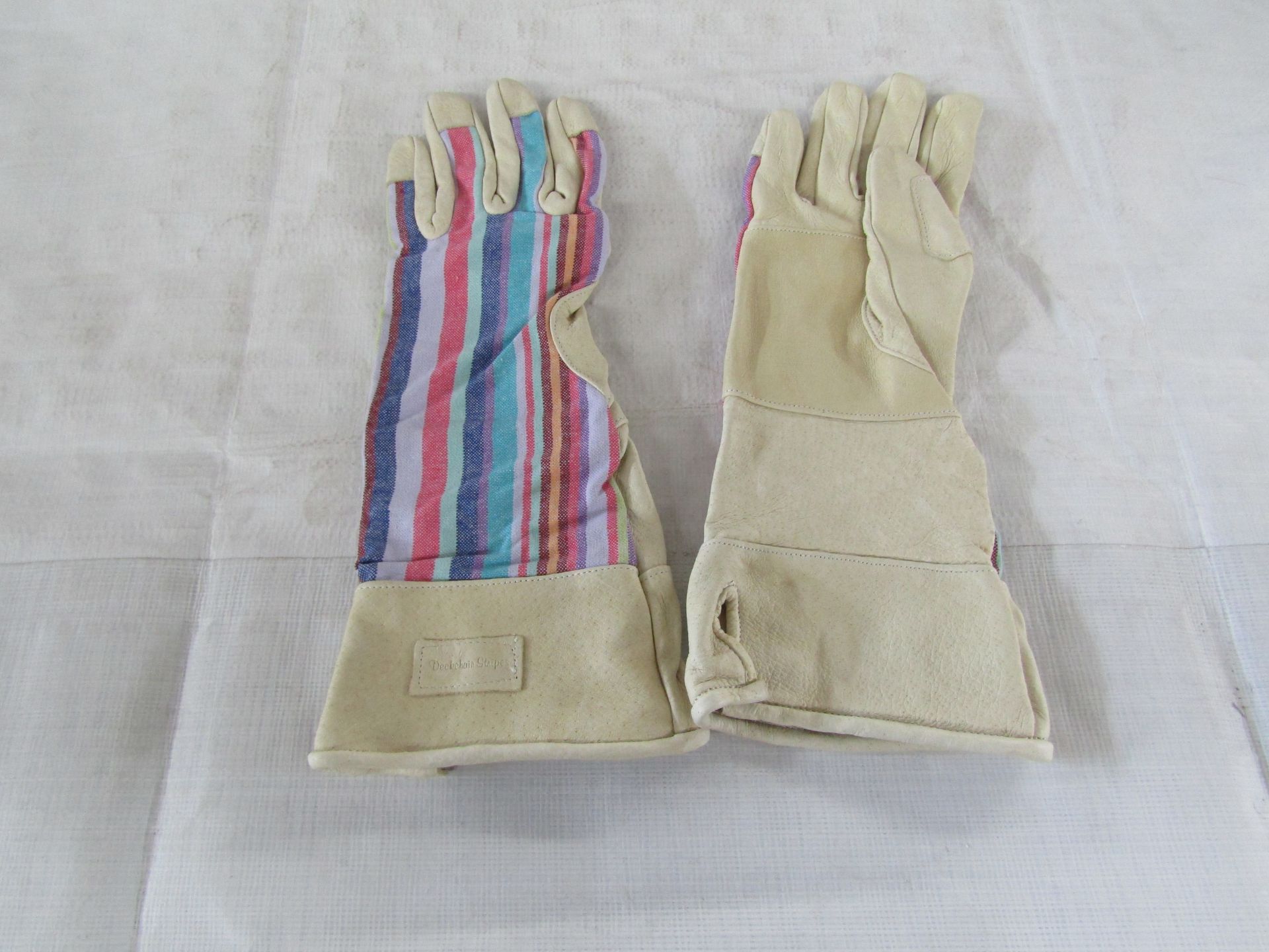 2X Deckchain Stripes - Rainbow Gaunt Gardening Gloves - Size S/M - New & Packaged.