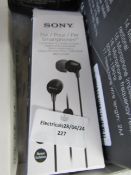 Sony Earphones, Unchecked & Boxed.