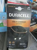 Duracell USB-A Charger, 12w Output, 2x Faster Charging, Unchecked & Packaged.