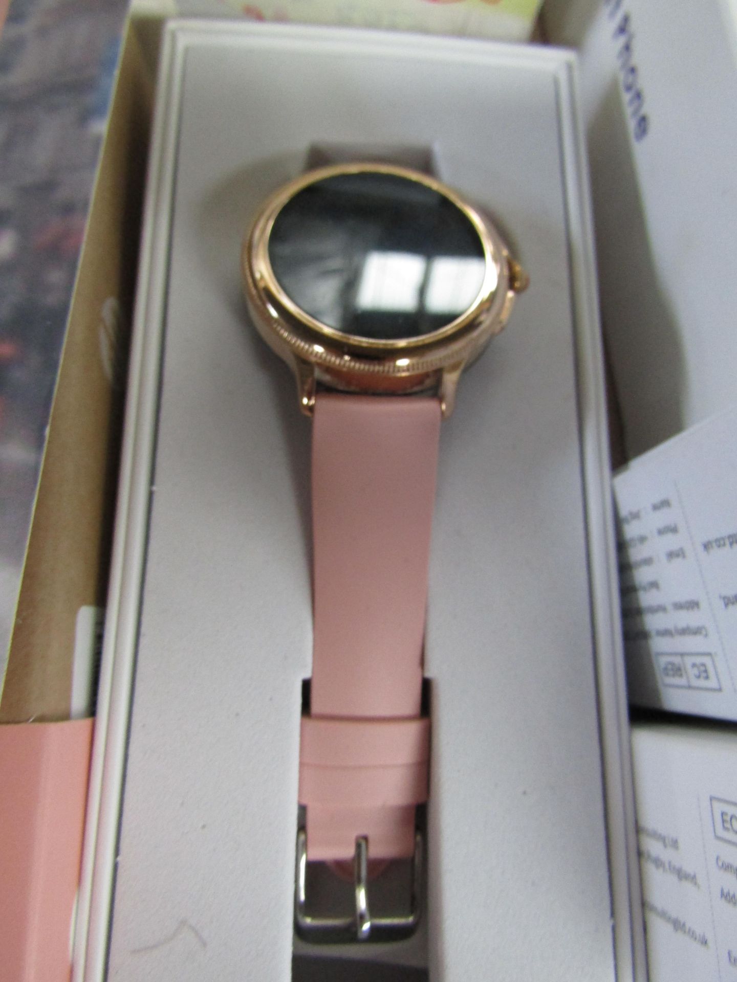 Ladies Rose Gold Smart Watch With Pink Strap - Unchecked & Boxed.