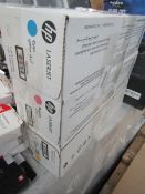 HP Laserjet Cartridges, Blue, Red & Yellow, Unchecked & Boxed.