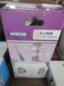 Status 3x USB Cube Socket & 3x 13 Amp Sockets - Unchecked & Boxed.