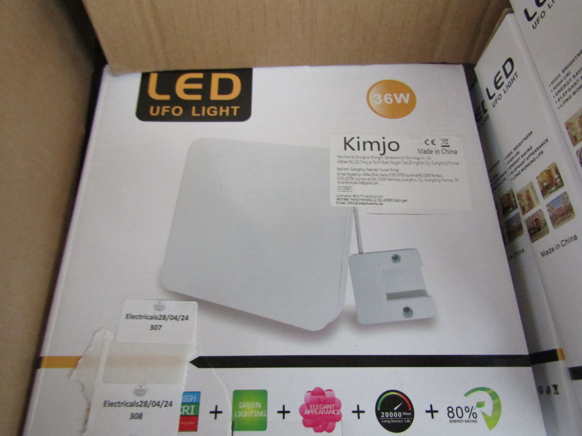 Kimjo Led UFO Ceiling Light, 36w, Cold White, Square, Unchecked & Boxed. RRP £17.