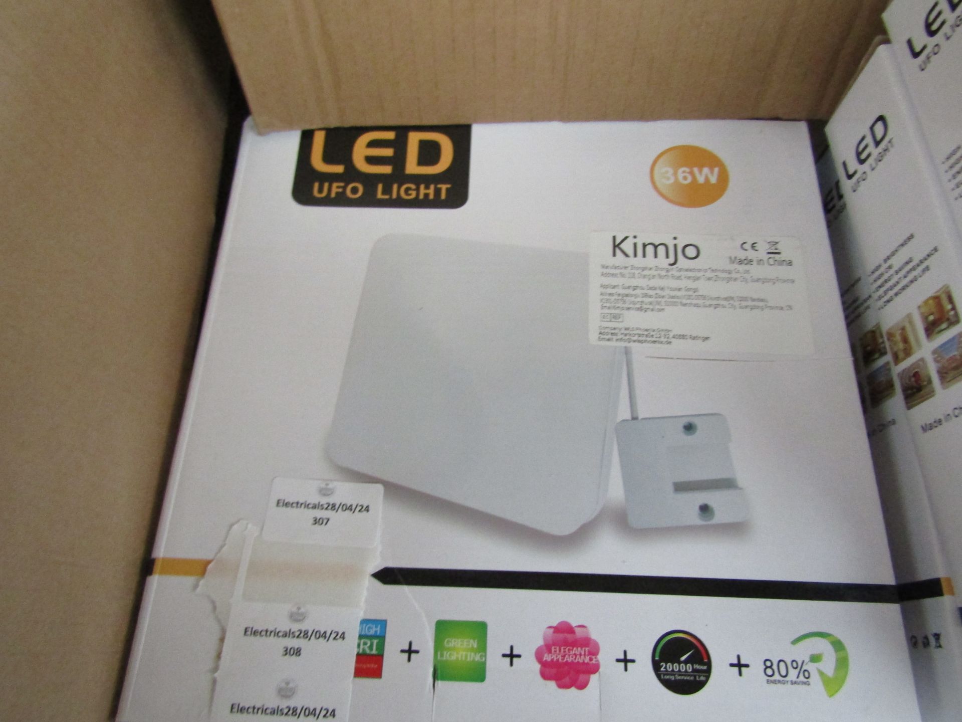 Kimjo Led UFO Ceiling Light, 36w, Cold White, Square, Unchecked & Boxed. RRP £17.