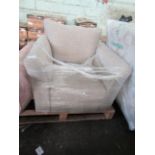 Sofology Layla Armchair in Layla Novak Beige All Over with Chrome Feet RRP 459