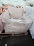 Sofology Layla Armchair in Layla Novak Beige All Over with Chrome Feet RRP 459