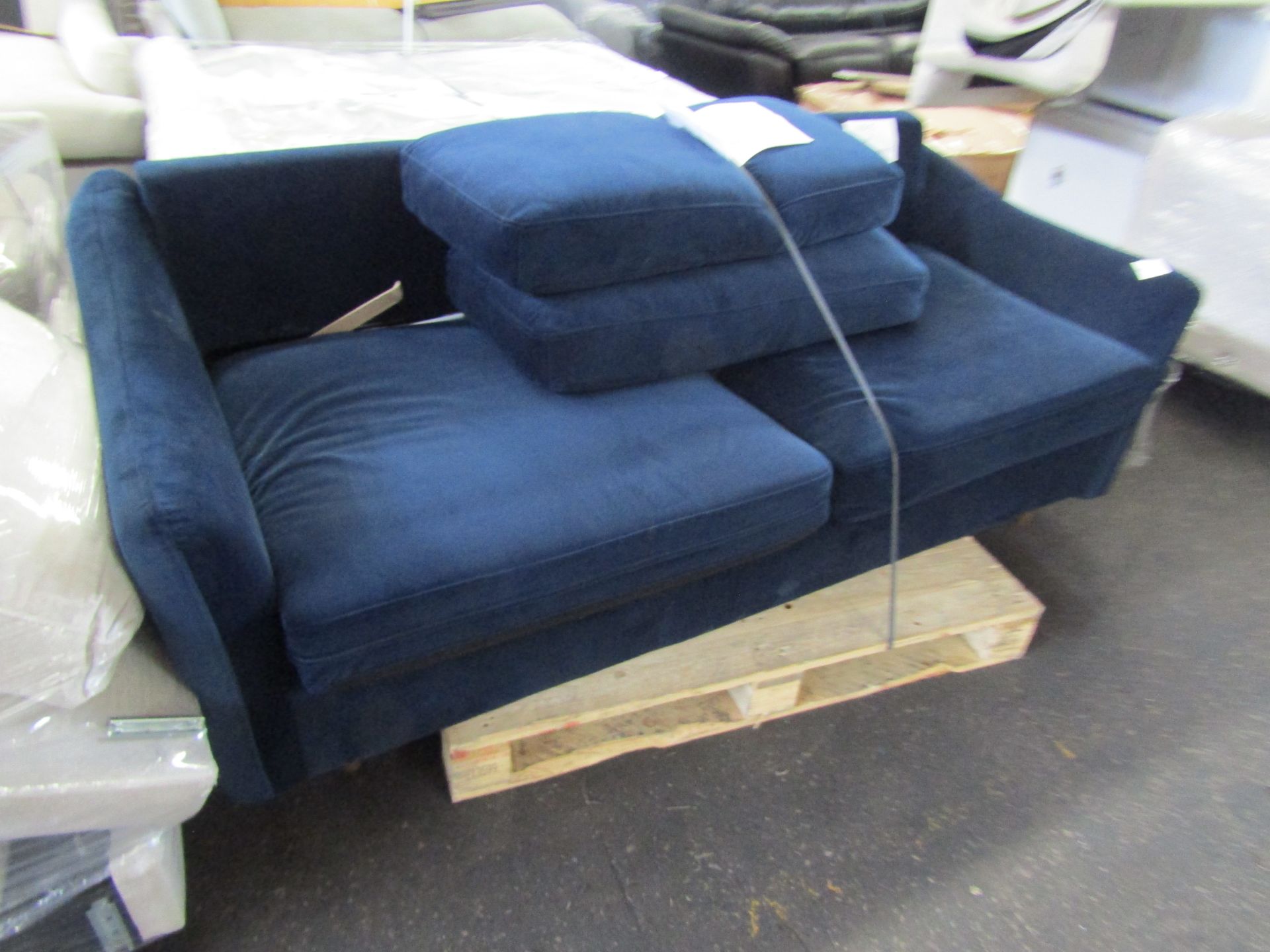 The Rebel 3 Seater Sofa Bed in Navy with Brown Legs RRP 2149 About the Product(s) The Rebel 3 Seater