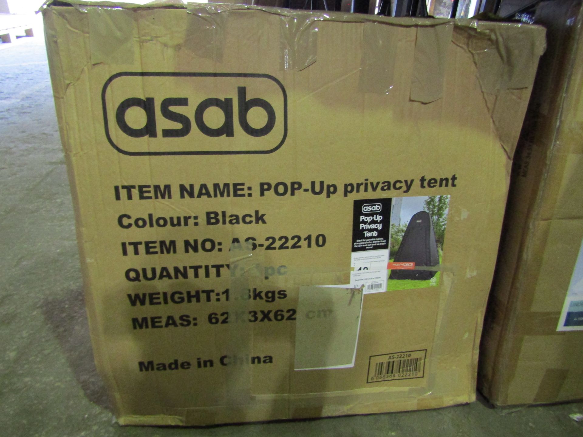 Asab POP-Up Privacy Tent In Black, Size: 120x120x190cm - Unchecked & boxed.