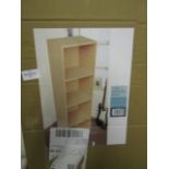 4 Tier Book Case, Beech, Unchecked & Boxed, W30X D23.5X H160CM.