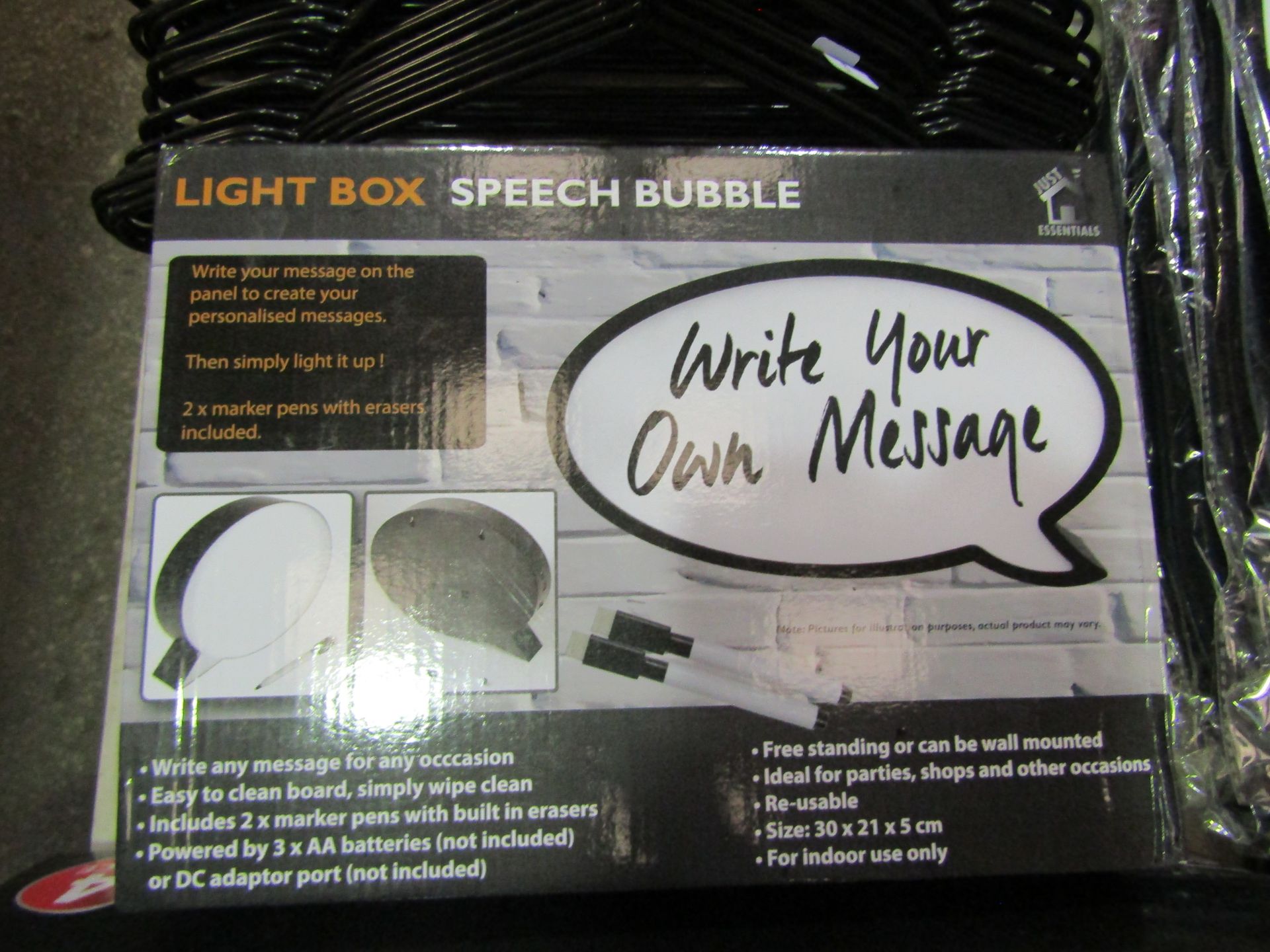 3x Just Essentials Light Box Speech Bubble. Write Your Own Message - All Unchecked & Boxed.