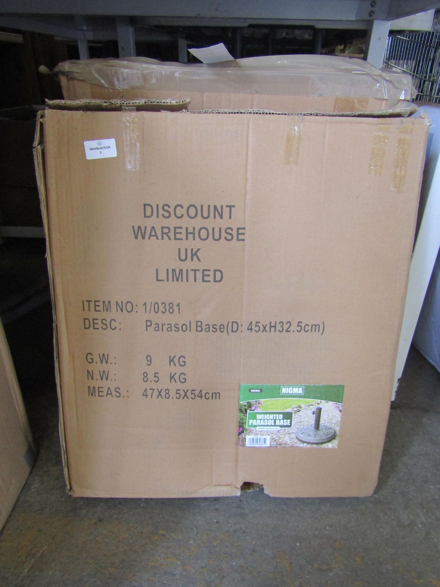 Nigma Bronze Weighted Parasol Base, 9KG - Unchecked & Boxed.