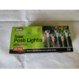 Asab 10 Pack Stainless Steel Solar Post Lights, Colour Changing LED - Unchecked & Boxed.