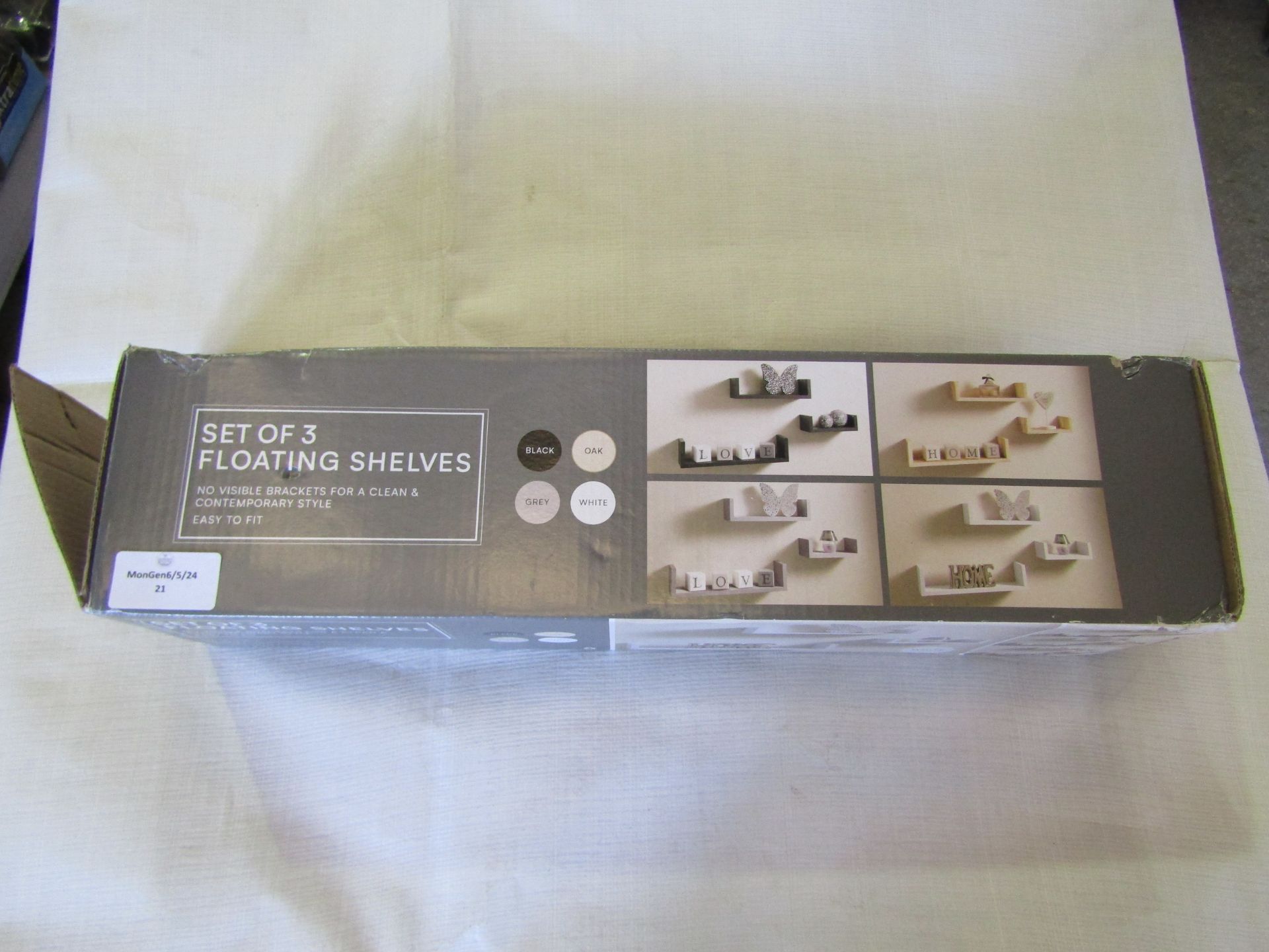 Set Of 3 Floating Shelves, White - Unchecked & Boxed.