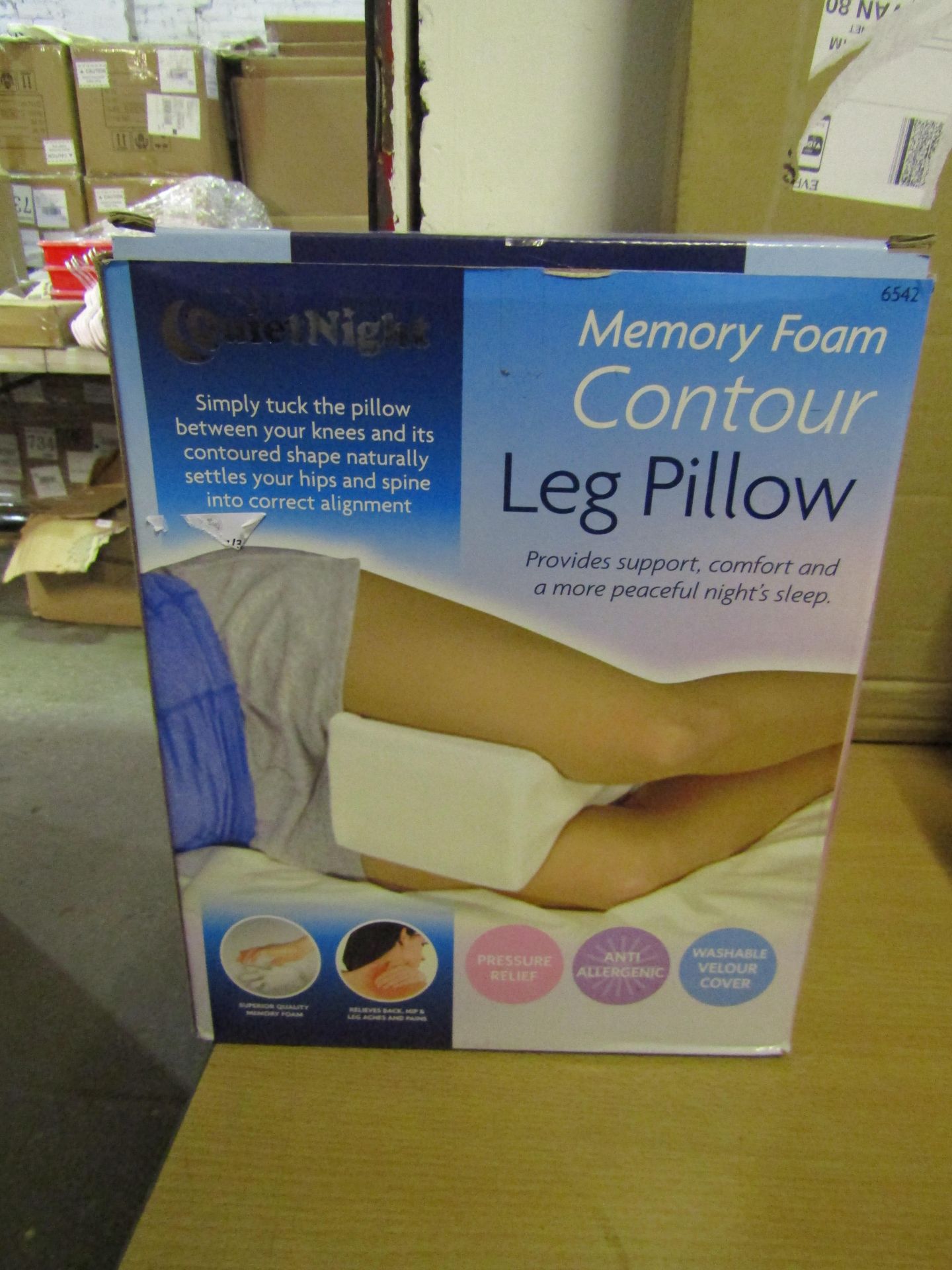 Quiet Night Memory Foam Contour Leg Pillow, Unchecked & Boxed.