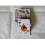 2x Items Being - 1x Dexam Terracotta Salt Cellar - 1x Excellent Housewear Pack Of 4 Eggcups & Spoons