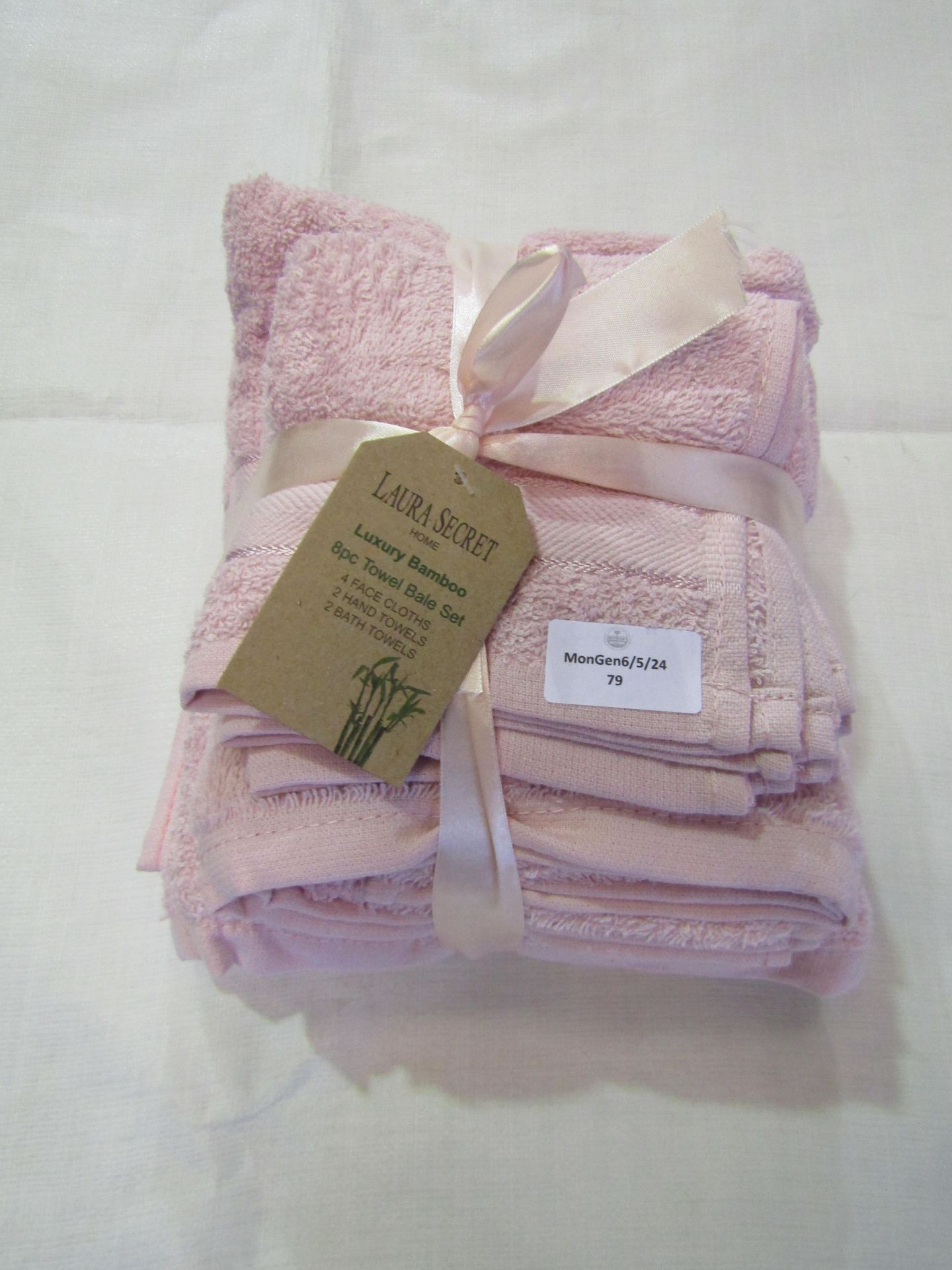 Laura Secret Luxury Bambo 8pc Towel Bale Set Pink - Unused With Tag.
