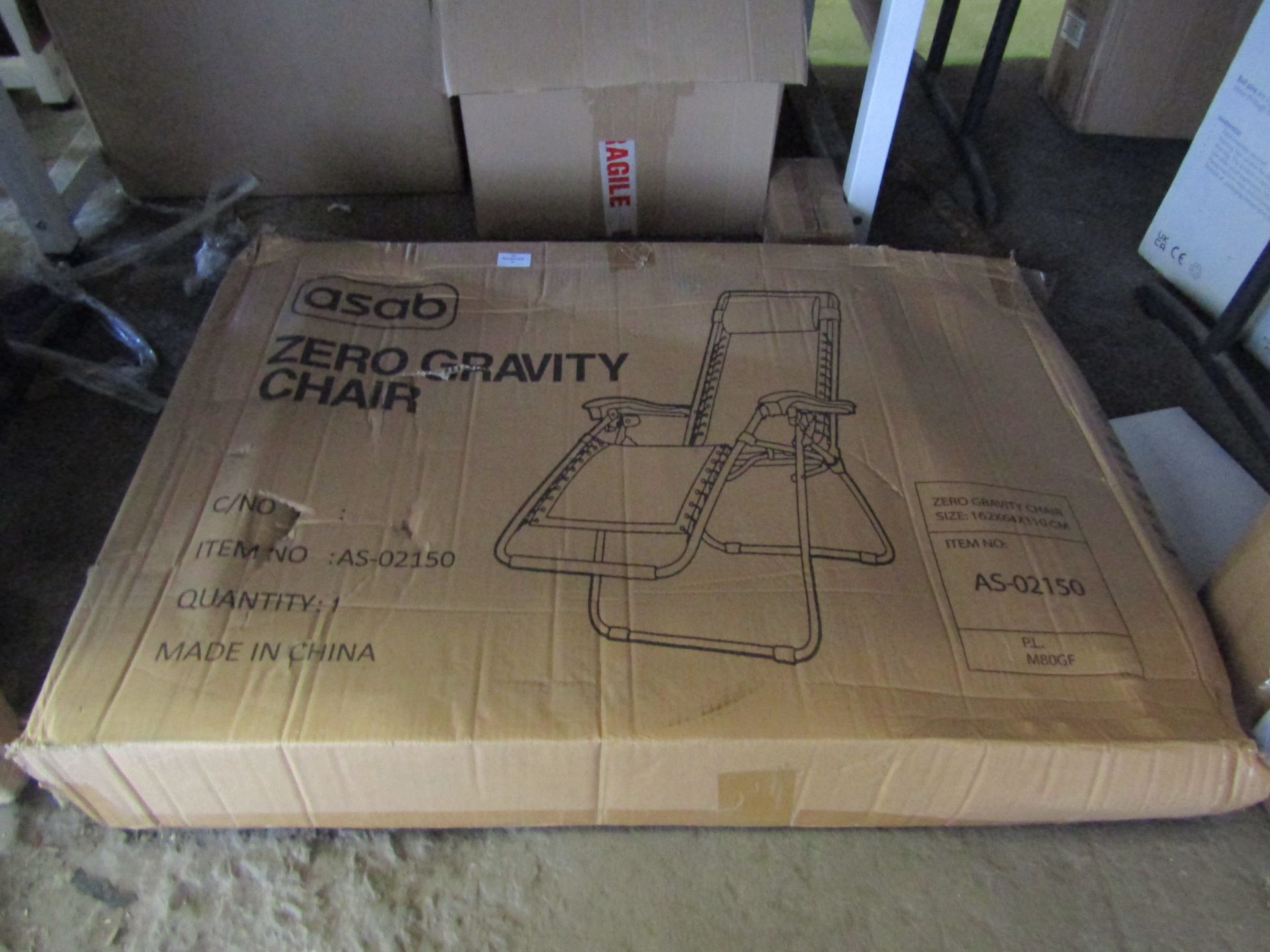 Asab Zero Gravity Chair, Size: 162x64x110cm - Unchecked & Boxed.