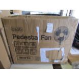 Asab 40cm 3 Speed Setting Pedestal Fan, White - Unchecked & Boxed.