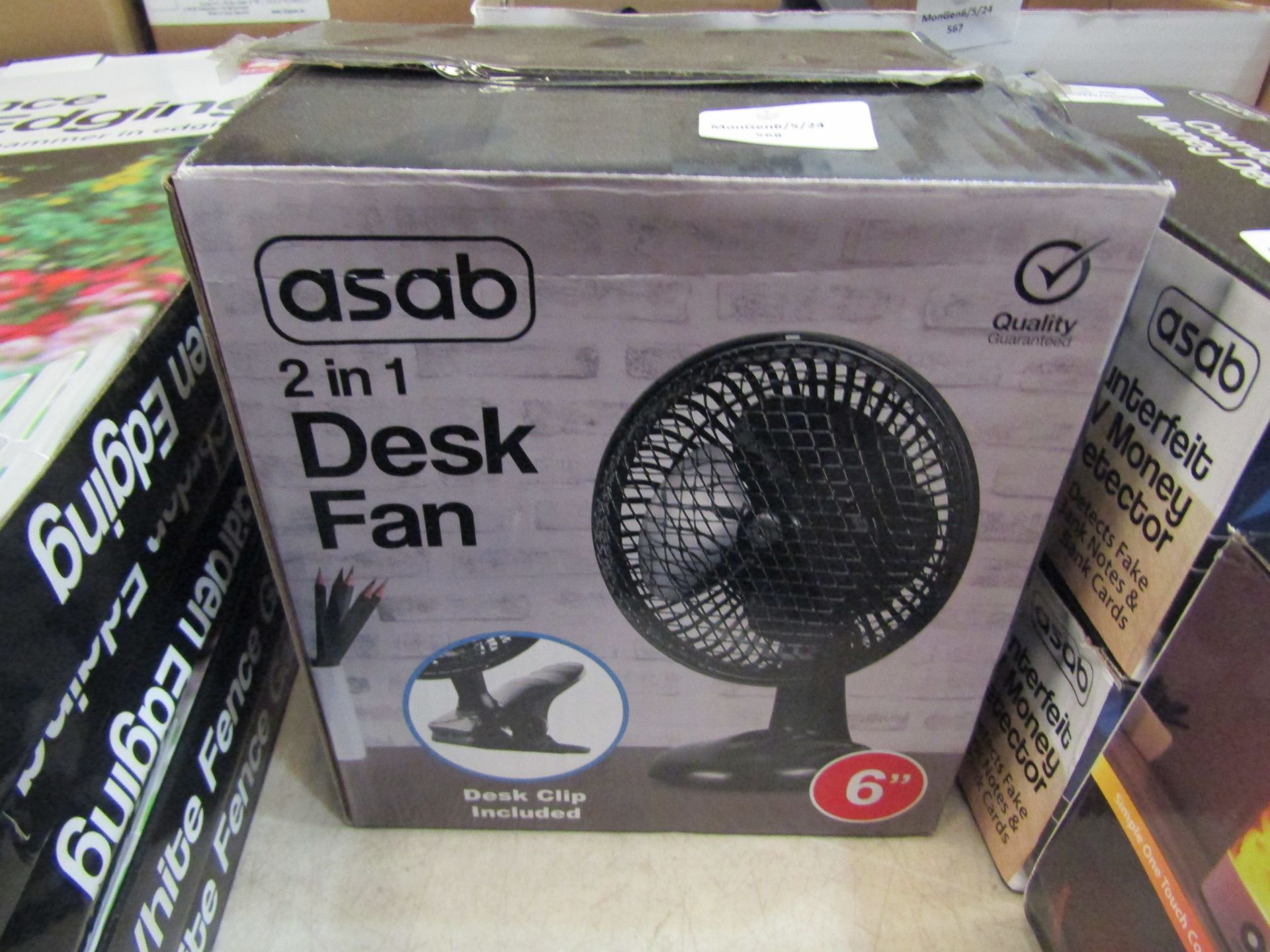 Asab 2 in 1 Desk Fan, 6" Unchecked & Boxed.