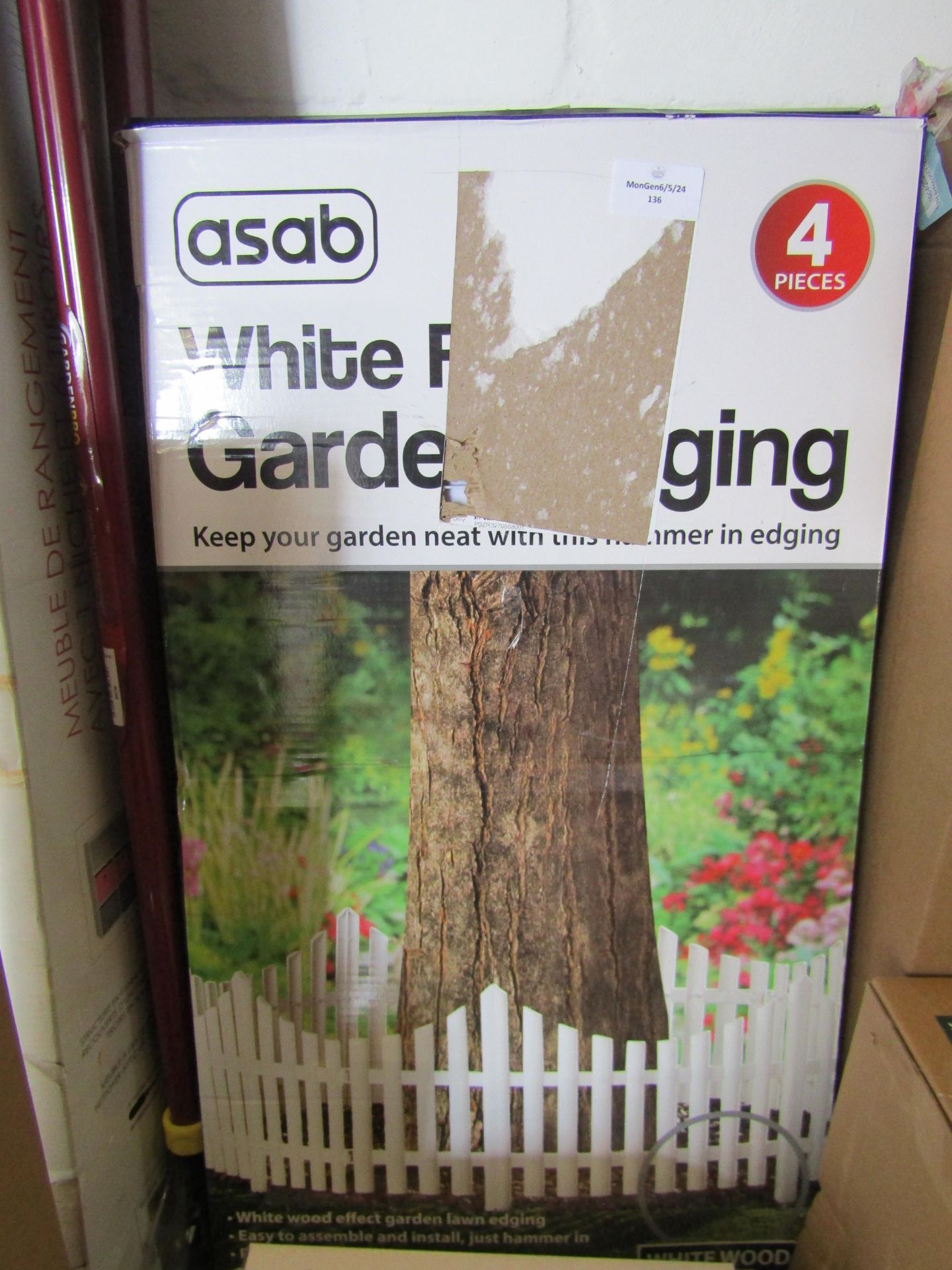 3x Asab 4pc White Fence Garden Edging - All Unchecked & Boxed.