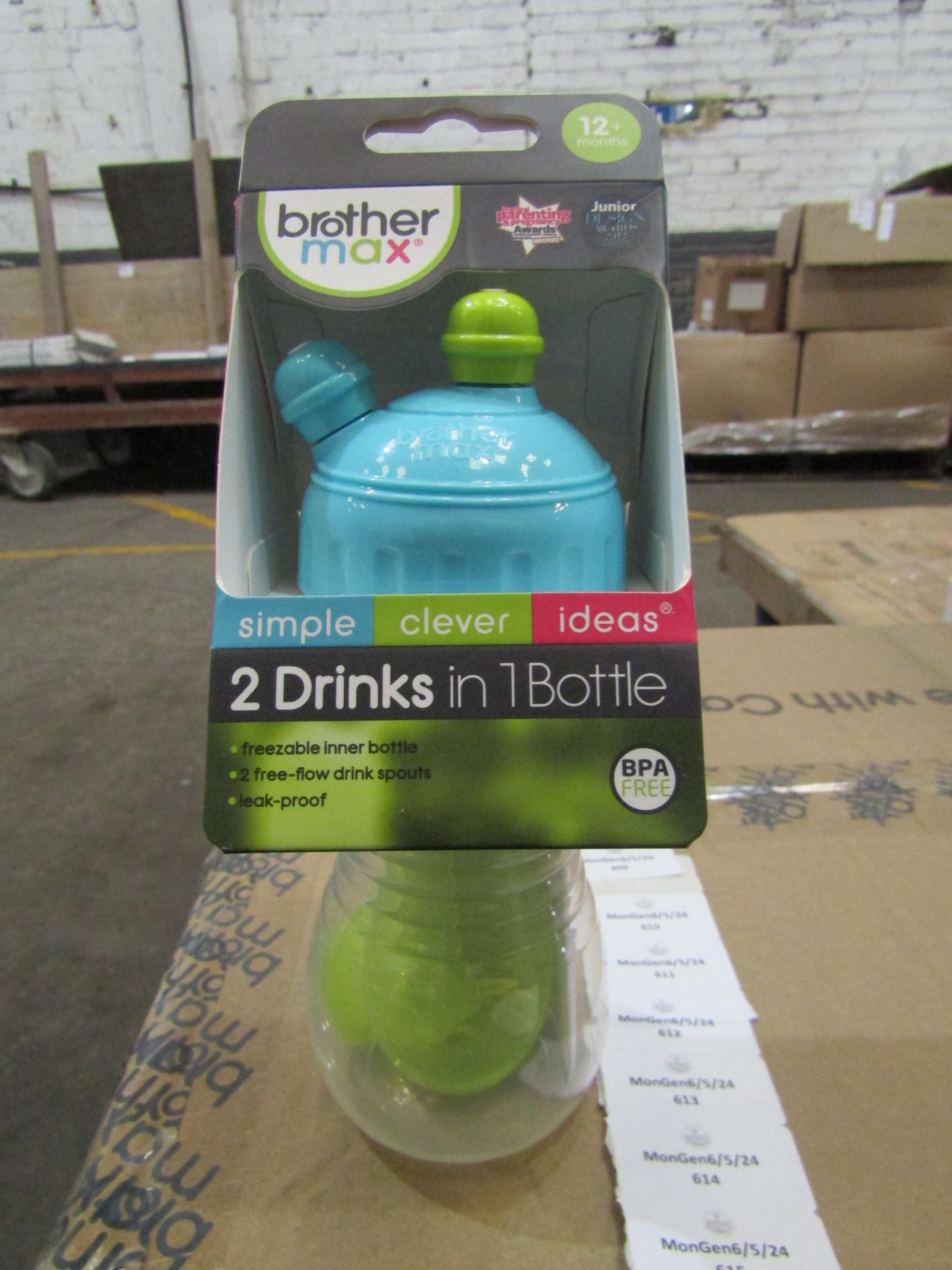 2x Brother Max 340ml 12+ Months 2 Drinks In 1 Bottle, Blue - New & Packaged.