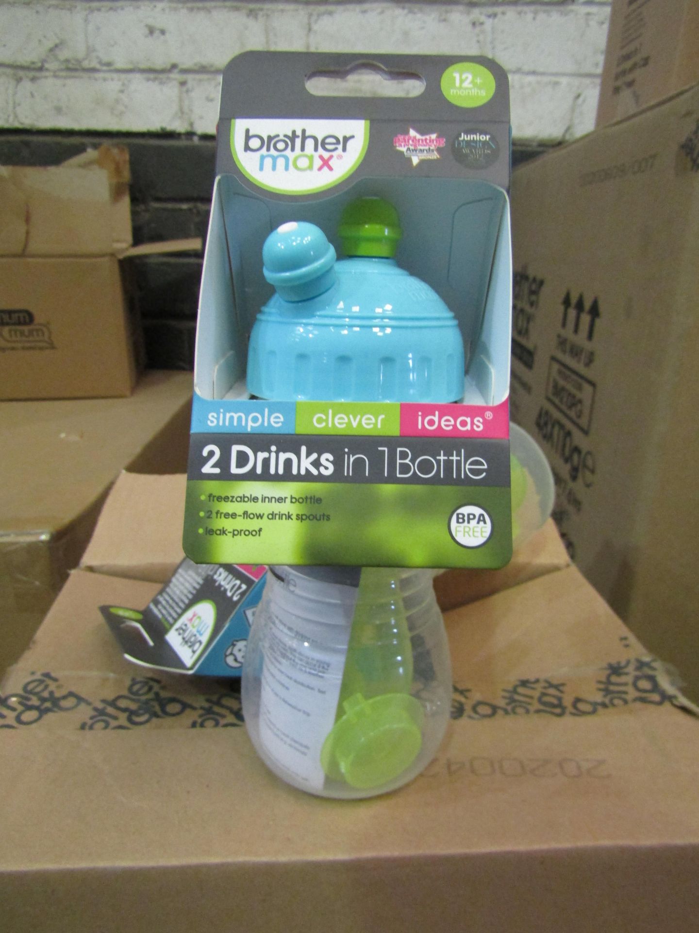 6x Brother Max 2 Drinks In 1 Bottle 12+ Months, Blue - New & Packaged.