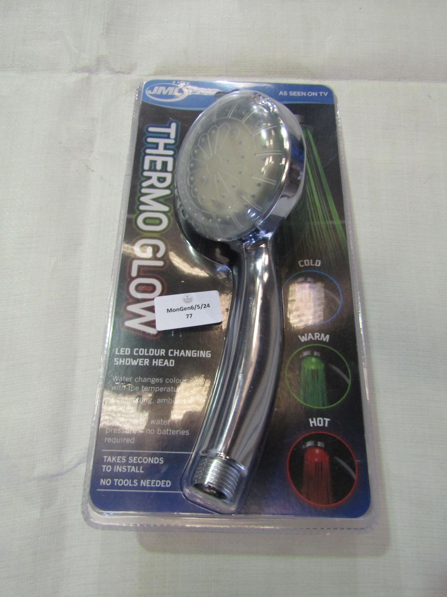 JML Thermo Glow Led Colour Changing Shower Head - Unused & Packaged.