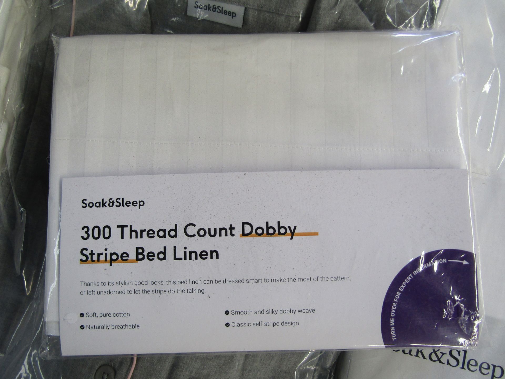 Soak & Sleep Soak & Sleep White 300TC Dobby Stripe Pure Cotton Standard Housewife Pillowcase Pair