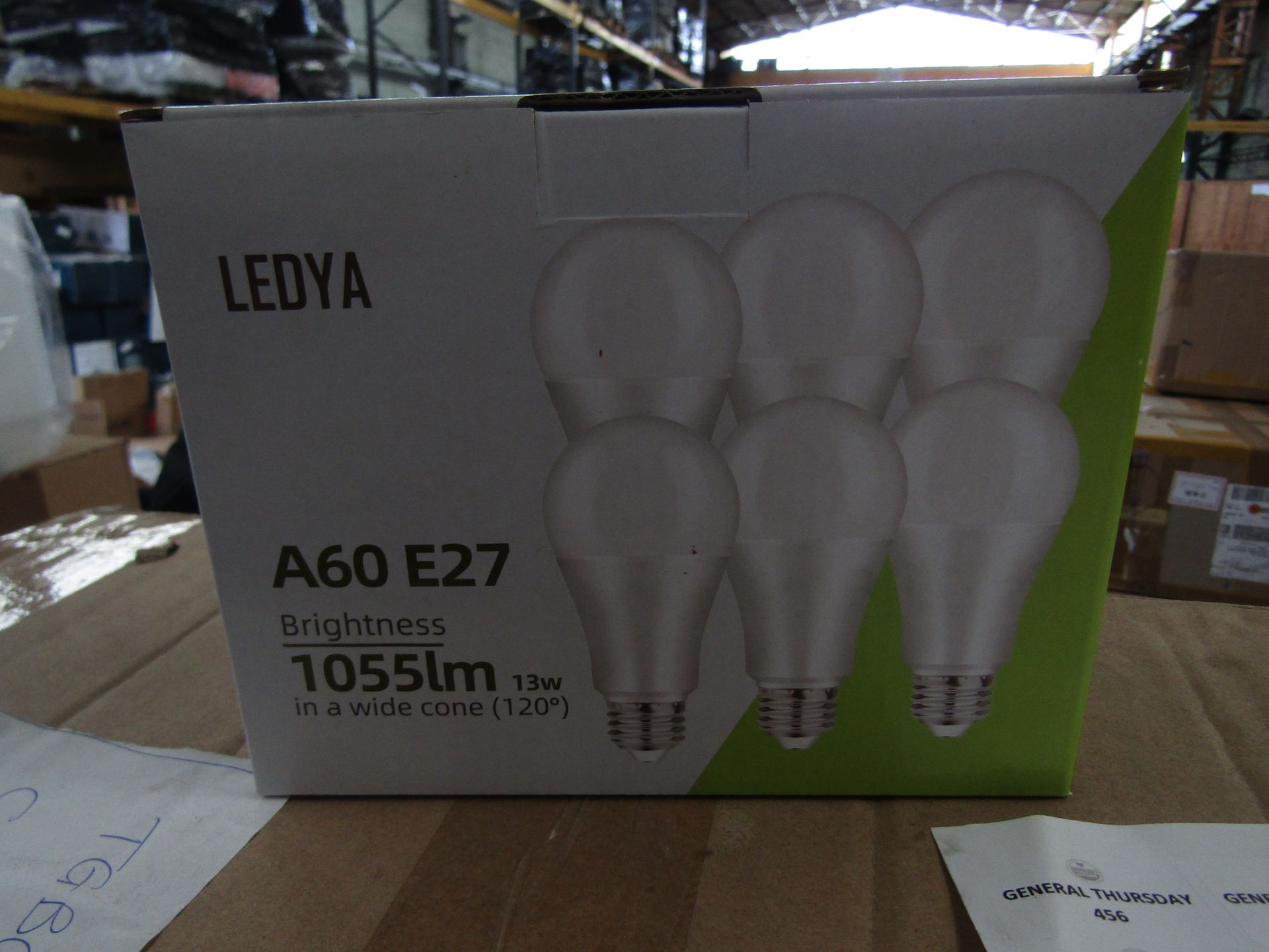 2x Boxes of 6 Ledya A60 E27 13w warm white light bulbs, new