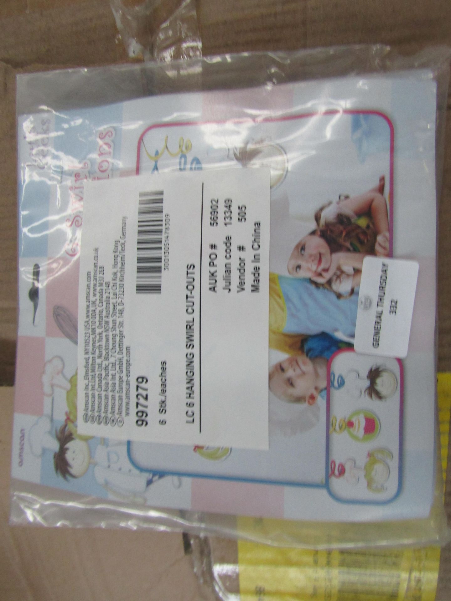 20 Packs of 6 Little Cooks Hanging Swirl Cut-Outs - All Unused & Packaged.