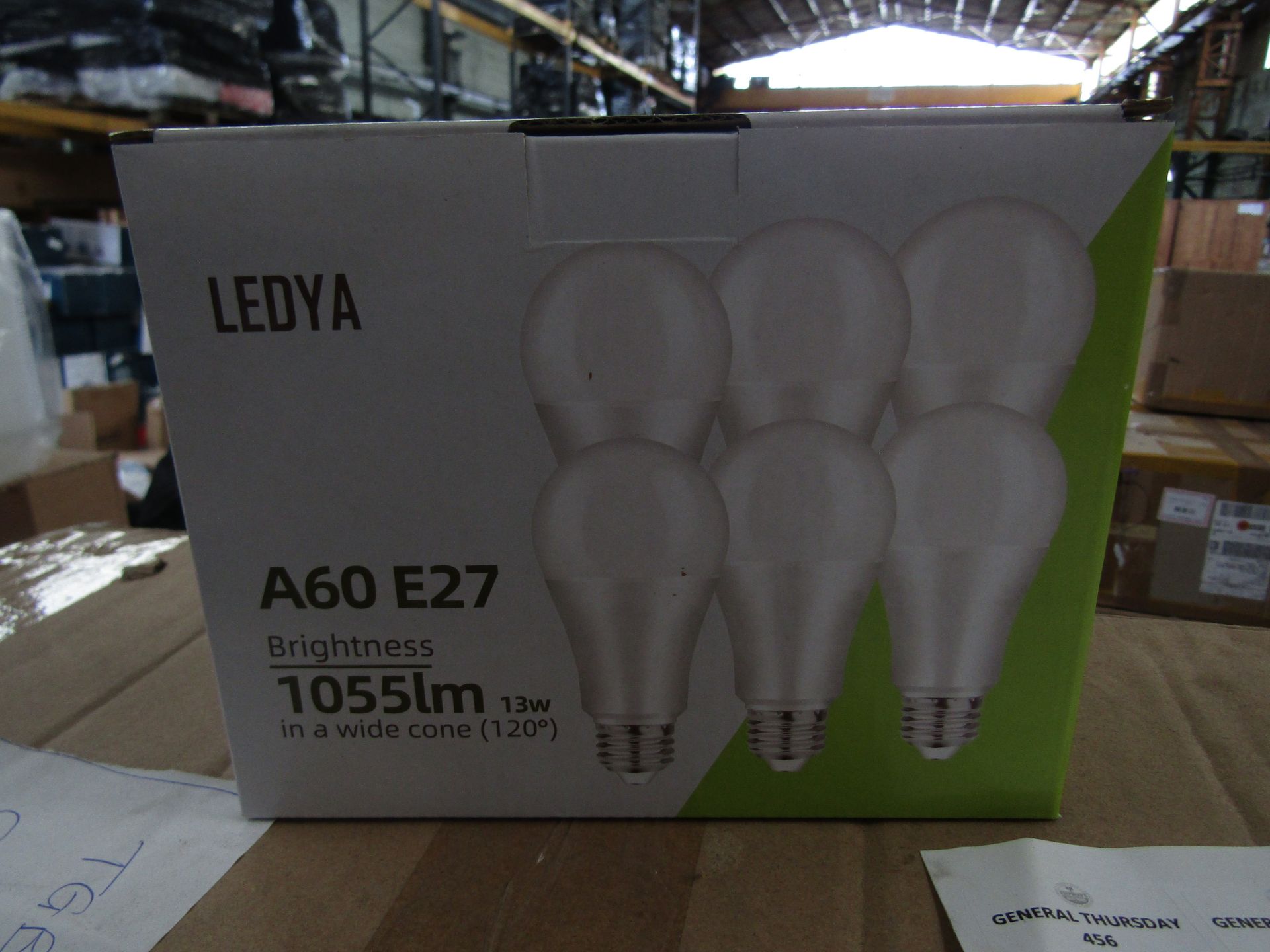 2x Boxes of 6 Ledya A60 E27 13w warm white light bulbs, new