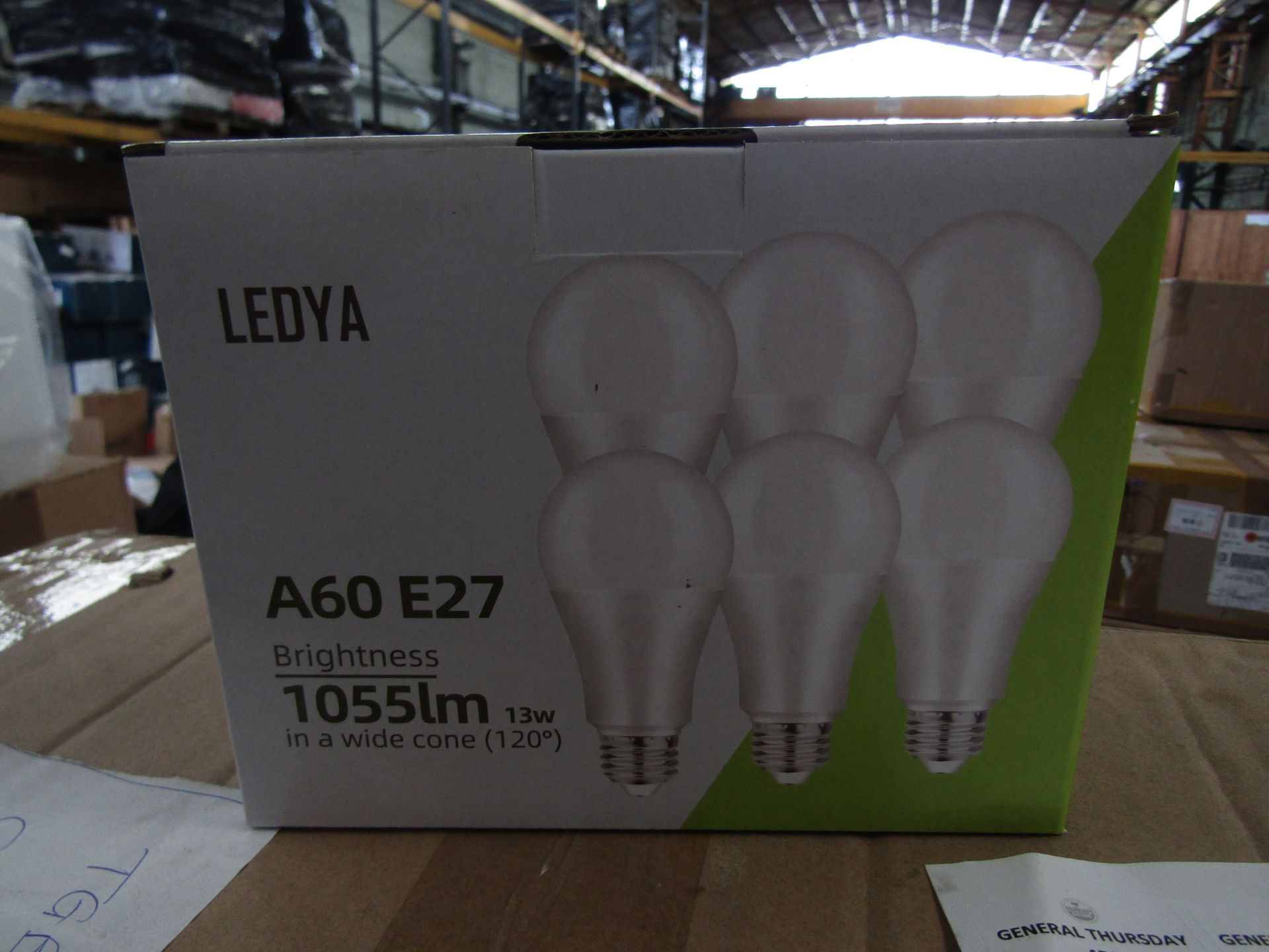 2x Boxes of 6 Ledya A60 E27 13w warm white light bulbs, new