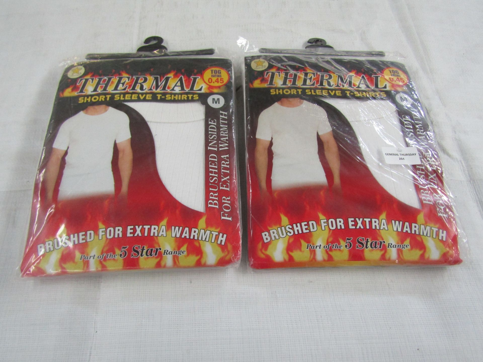 2x Thermal - White Short Sleeved T-Shirts - Size Medium - Packaged.