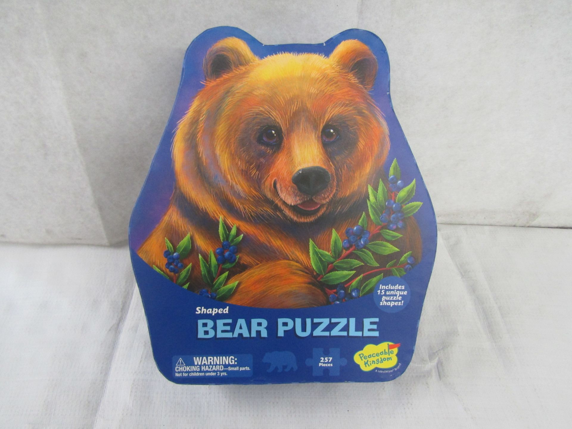 2X Peaceable Kingdom - 257pc Bear Shaped Puzzle - New.